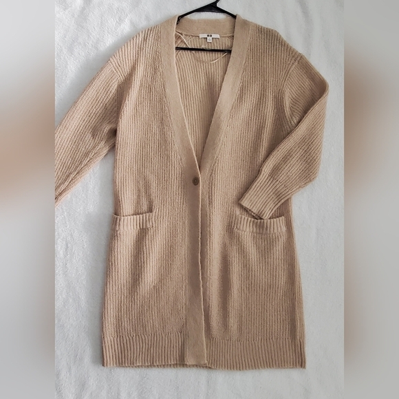 Uniqlo Ribbed Pink powdet Oversized Women's  Sweater Cardigan Size S - Picture 1 of 12